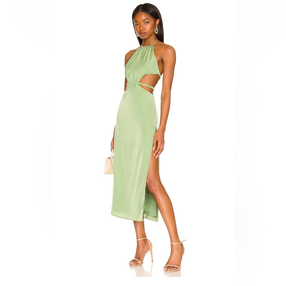 Worn once Camila Cohelo Halter Maxi green Dress with Cutouts